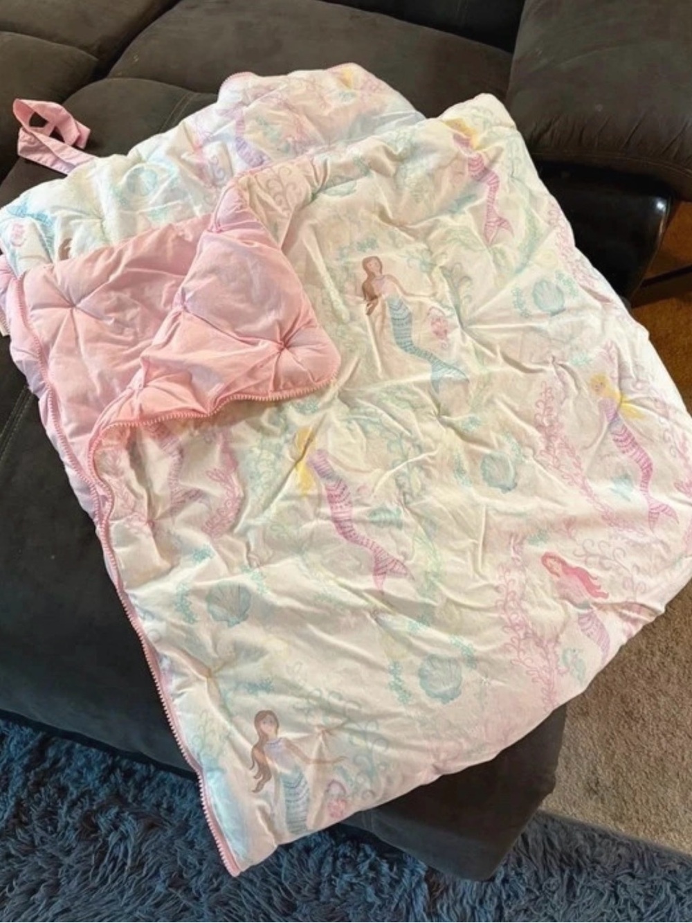 Pottery Barn Kids Pink Mermaid Quilted Sleeping Bag